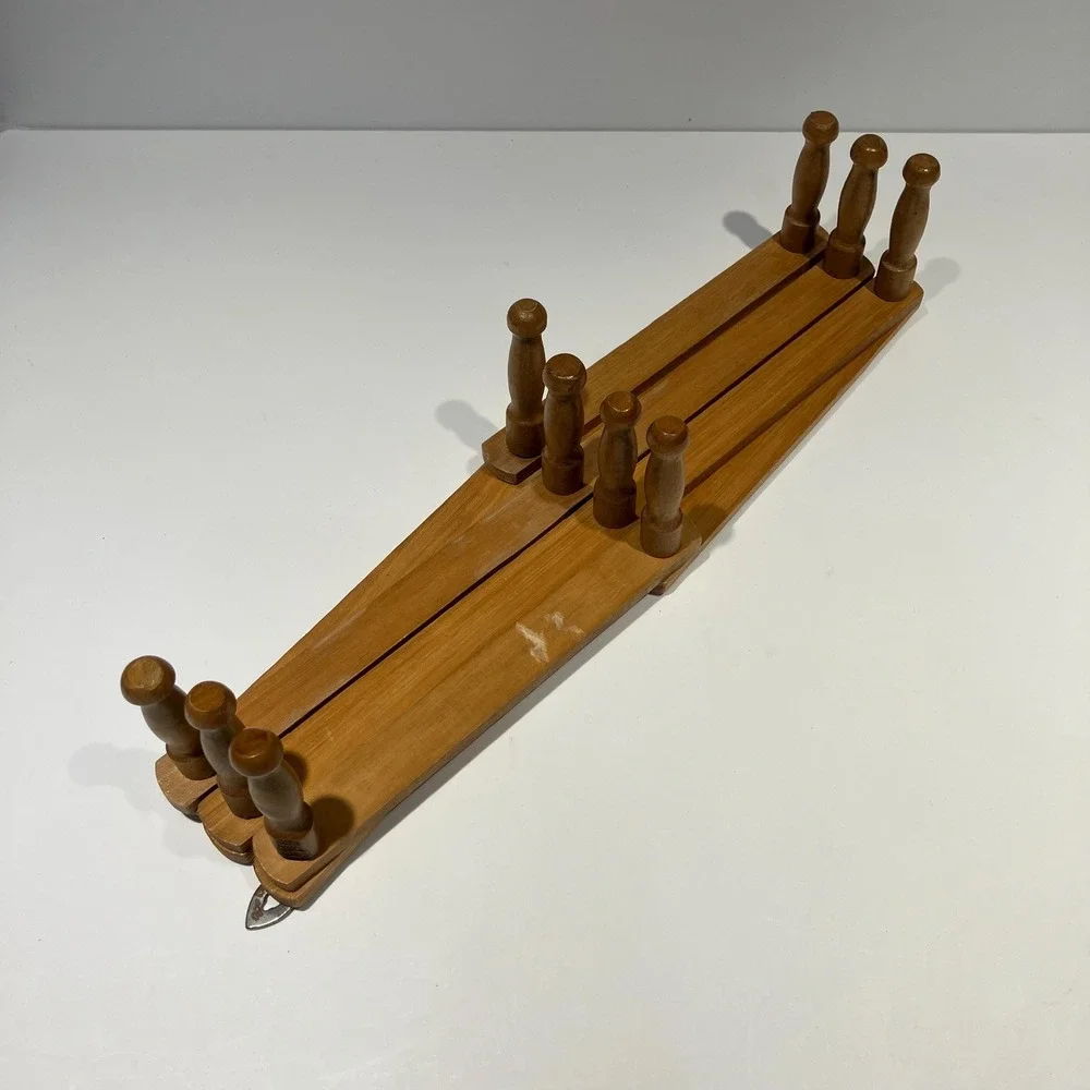 Vintage Accordion Peg Rack – Expandable Wood Wall Hanger Entryway Storage
